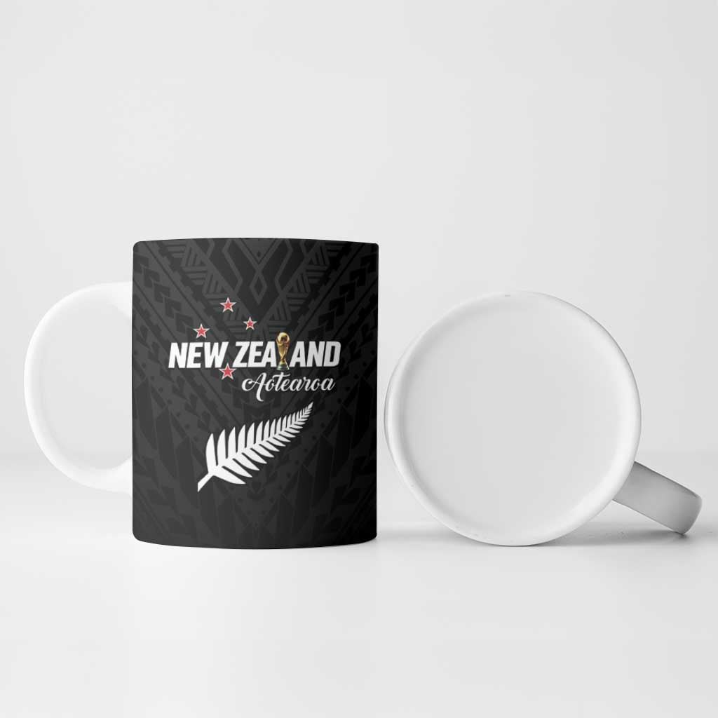 Custom Football New Zealand Ceramic Mug Aotearoa United Black Version - Polynesian Pride