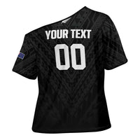 Custom Football New Zealand Cross Shoulder Shirt Aotearoa United Black Version - Polynesian Pride