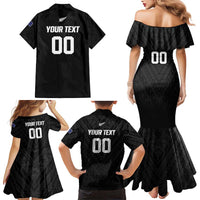 Custom Football New Zealand Family Matching Mermaid Dress and Hawaiian Shirt Aotearoa United Black Version LT01 - Polynesian Pride