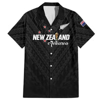 Custom Football New Zealand Family Matching Short Sleeve Bodycon Dress and Hawaiian Shirt Aotearoa United Black Version LT01 Dad's Shirt - Short Sleeve Black - Polynesian Pride