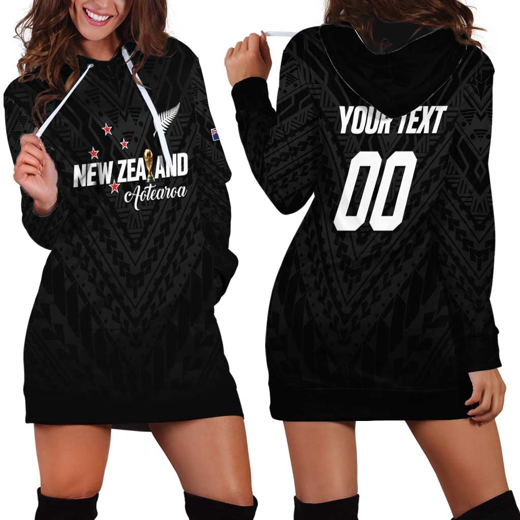 Custom Football New Zealand Hoodie Dress Aotearoa United Black Version LT01 - Polynesian Pride