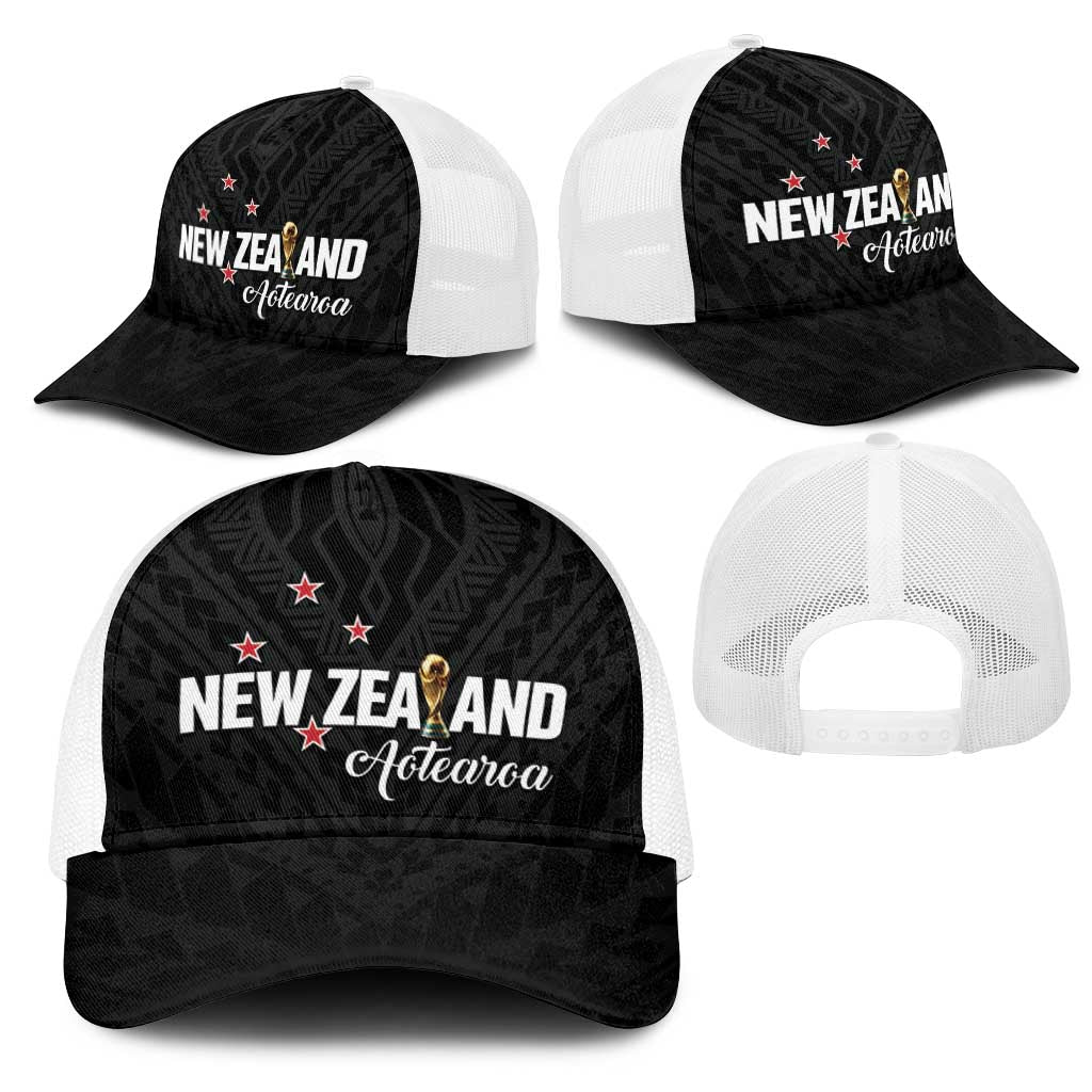 Football New Zealand Mesh Trucker Cap Aotearoa United Black Version - Polynesian Pride