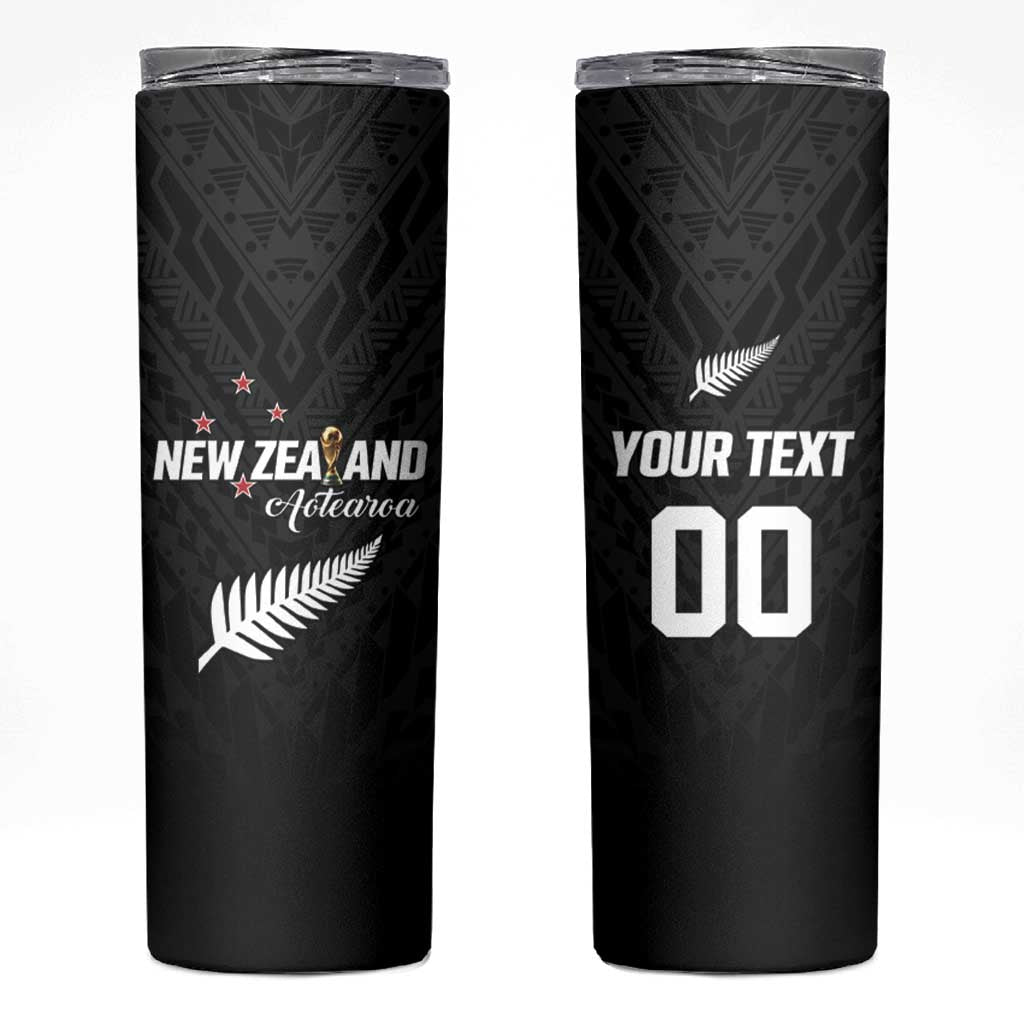 Custom Football New Zealand Skinny Tumbler Aotearoa United Black Version LT01 Black - Polynesian Pride