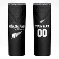 Custom Football New Zealand Skinny Tumbler Aotearoa United Black Version LT01 Black - Polynesian Pride