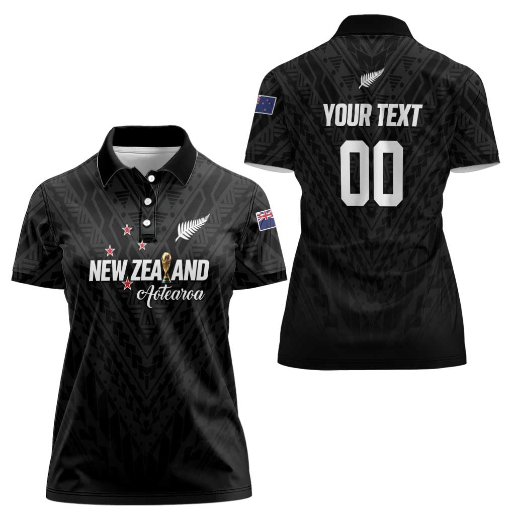 Custom Football New Zealand Women Polo Shirt Aotearoa United Black Version LT01 - Polynesian Pride