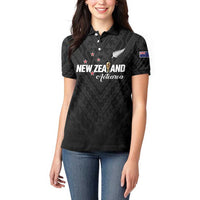 Custom Football New Zealand Women Polo Shirt Aotearoa United Black Version LT01 - Polynesian Pride