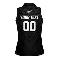 Custom Football New Zealand Women Sleeveless Polo Shirt Aotearoa United Black Version LT01 - Polynesian Pride
