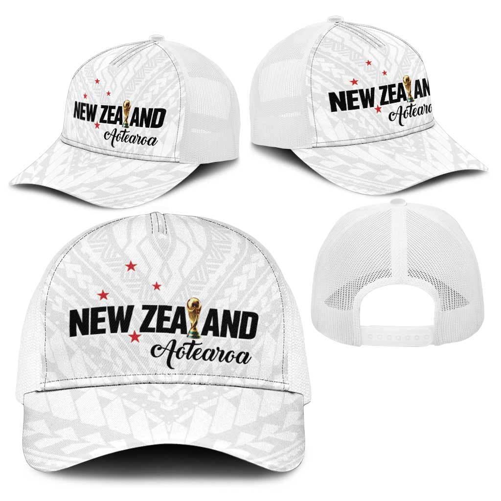 Football New Zealand Baseball Net Cap Aotearoa United White Version - Polynesian Pride