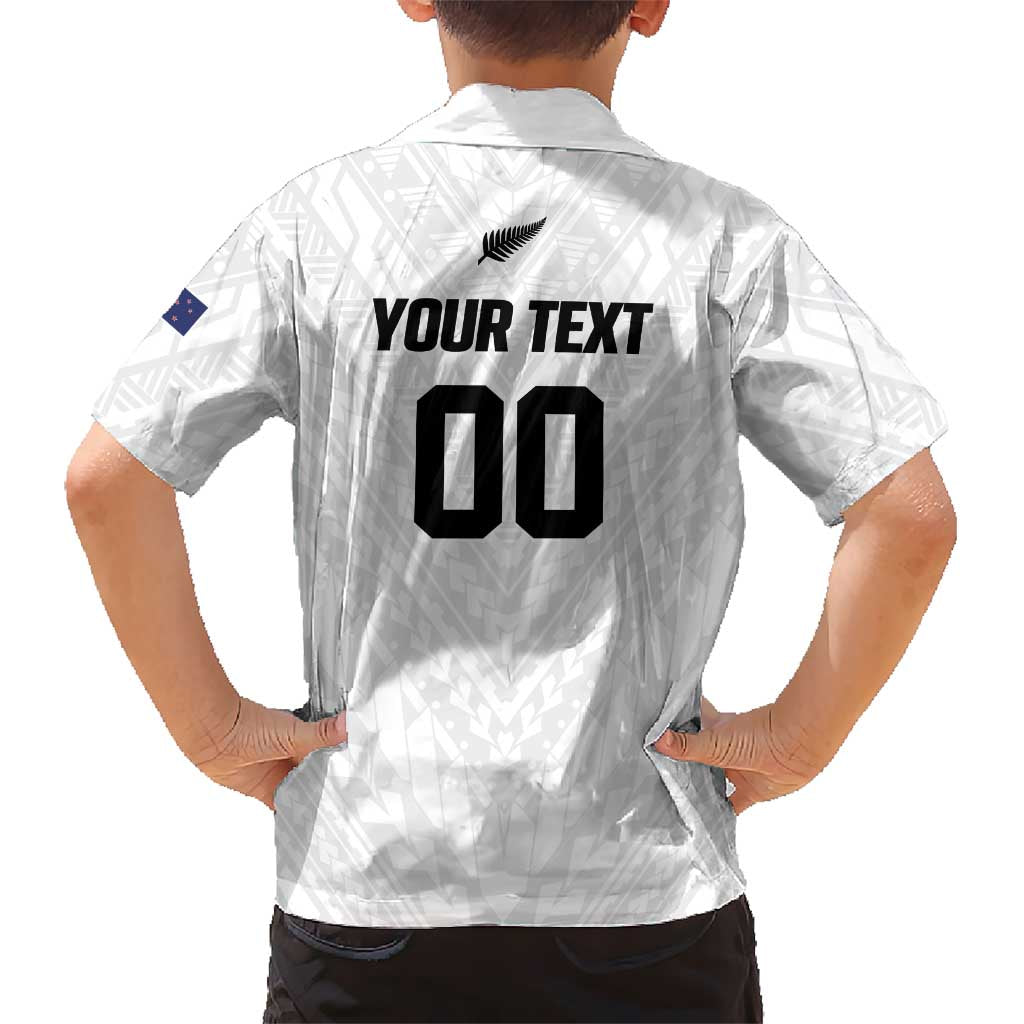 Custom Football New Zealand Kid Hawaiian Shirt Aotearoa United White Version LT01 - Polynesian Pride