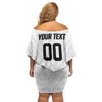 Custom Football New Zealand Off Shoulder Short Dress Aotearoa United White Version - Polynesian Pride