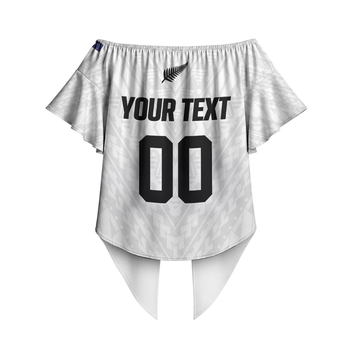 Custom Football New Zealand Off Shoulder Wrap Waist Top Aotearoa United White Version LT01 - Polynesian Pride