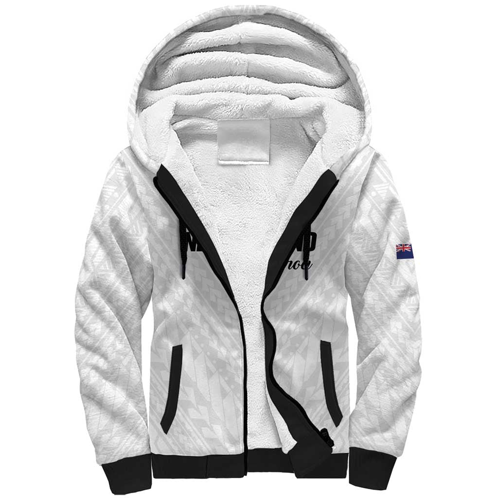 Custom Football New Zealand Sherpa Hoodie Aotearoa United White Version - Polynesian Pride