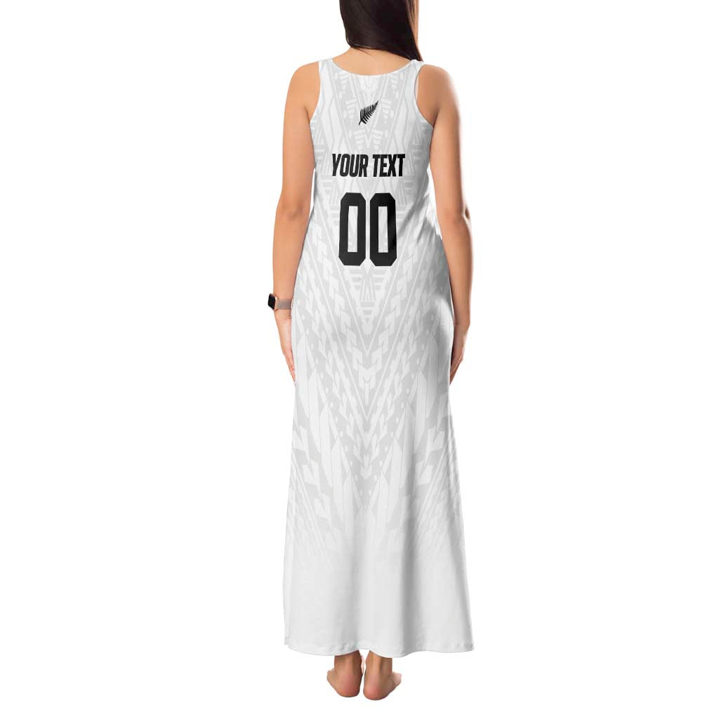 Custom Football New Zealand Tank Maxi Dress Aotearoa United White Version - Polynesian Pride