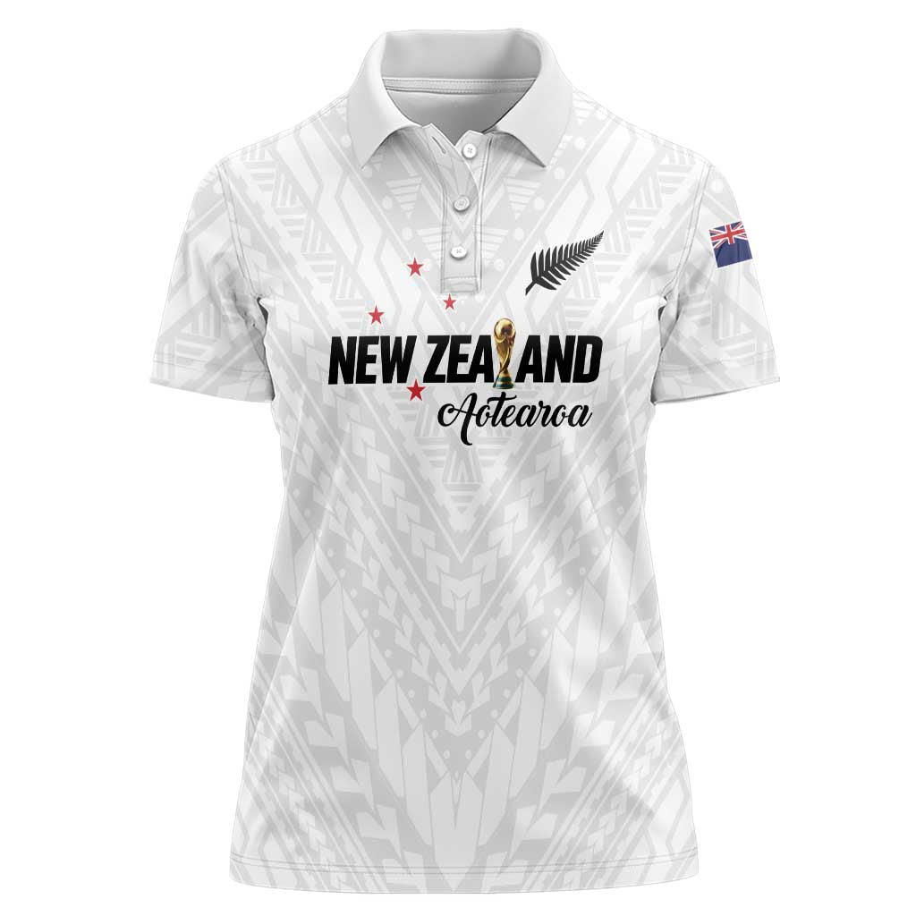 Custom Football New Zealand Women Polo Shirt Aotearoa United White Version LT01 Female White - Polynesian Pride