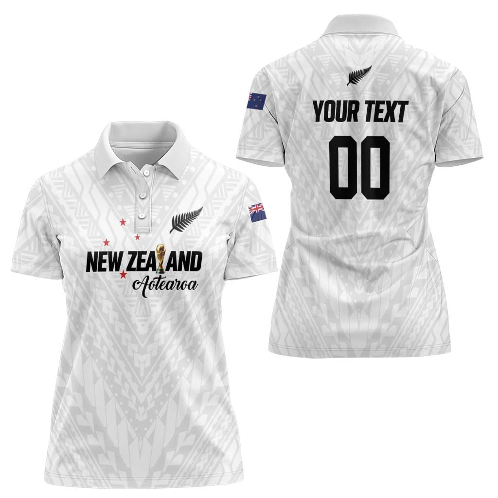 Custom Football New Zealand Women Polo Shirt Aotearoa United White Version LT01 - Polynesian Pride