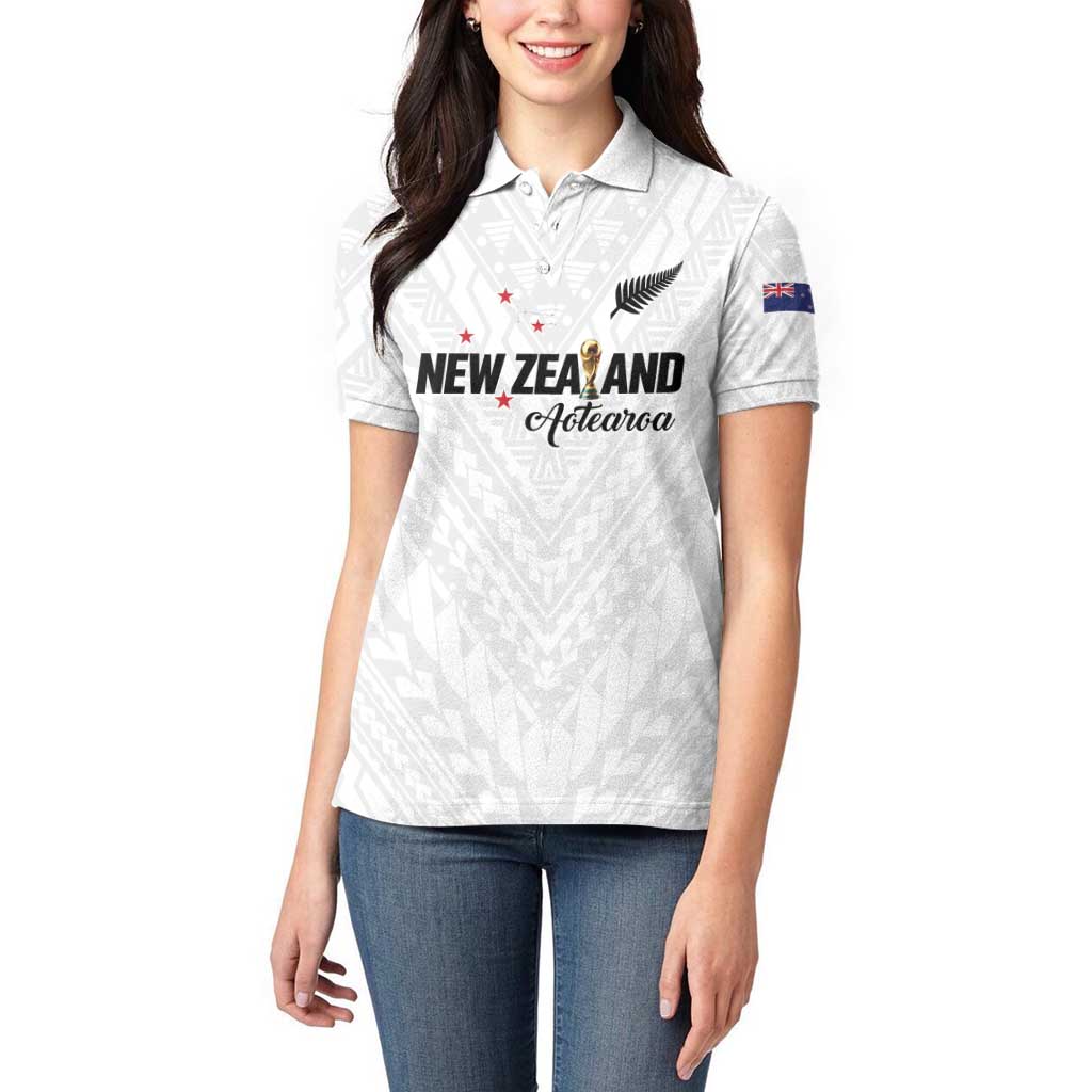 Custom Football New Zealand Women Polo Shirt Aotearoa United White Version LT01 - Polynesian Pride