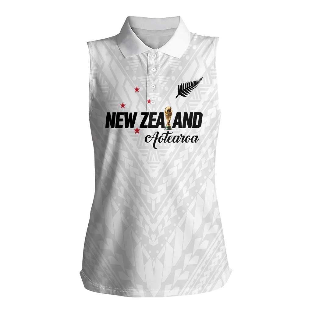 Custom Football New Zealand Women Sleeveless Polo Shirt Aotearoa United White Version LT01 Female White - Polynesian Pride