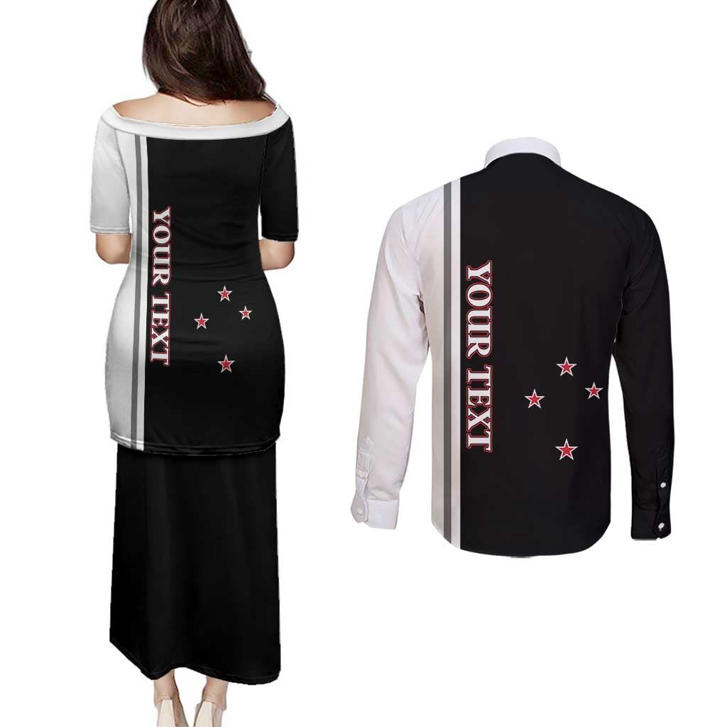 Personalised New Zealand 2025 Archery Basic Couples Matching Puletasi and Long Sleeve Button Shirt Archery NZ
