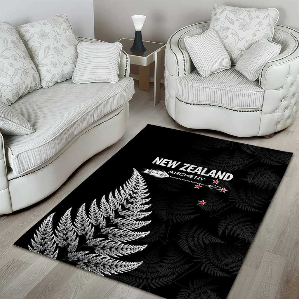 New Zealand 2025 Archery Area Rug Aotearoa Silver Arrows Black