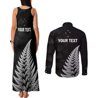 Personalised New Zealand 2025 Archery Couples Matching Tank Maxi Dress and Long Sleeve Button Shirt Aotearoa Silver Arrows Black