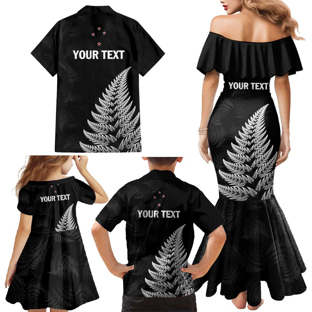 Personalised New Zealand 2025 Archery Family Matching Mermaid Dress and Hawaiian Shirt Aotearoa Silver Arrows Black LT01 - Polynesian Pride