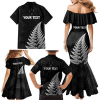 Personalised New Zealand 2025 Archery Family Matching Mermaid Dress and Hawaiian Shirt Aotearoa Silver Arrows Black LT01 - Polynesian Pride