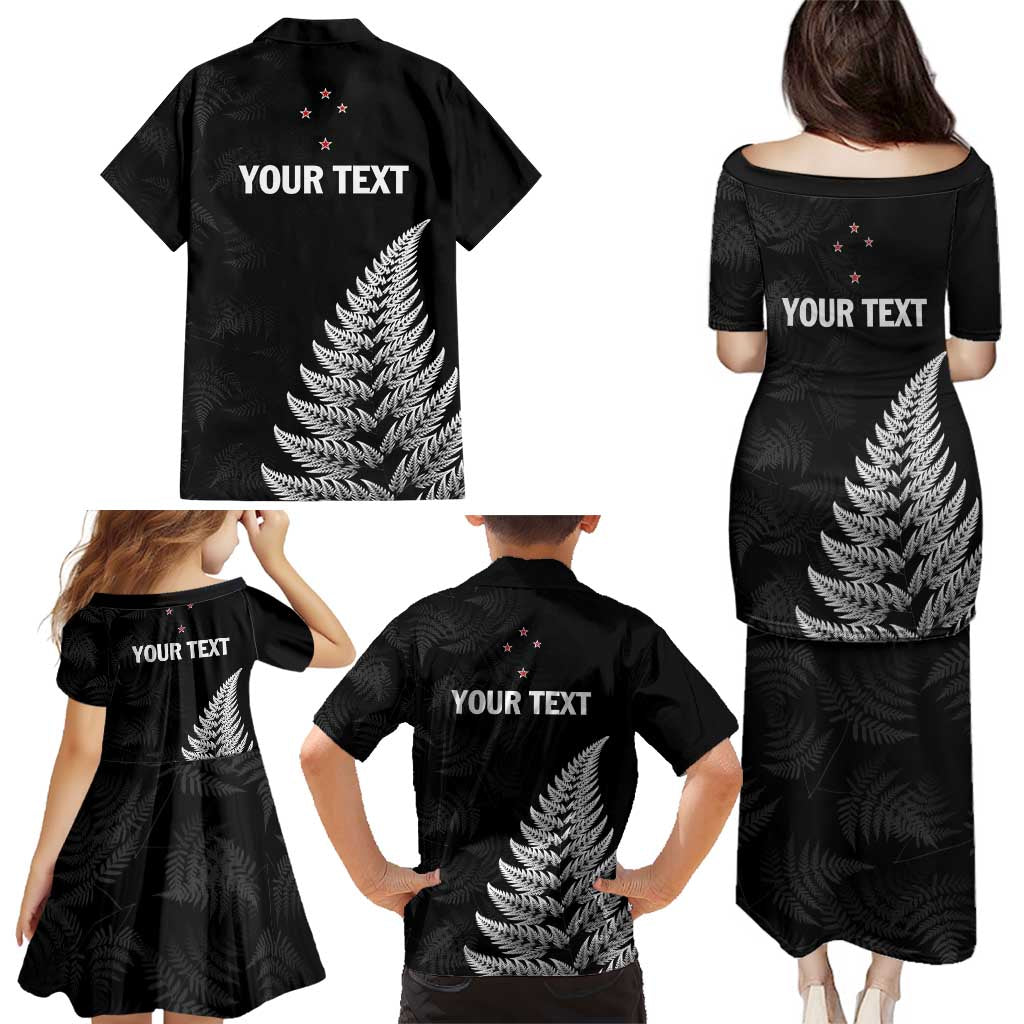 Personalised New Zealand 2025 Archery Family Matching Puletasi and Hawaiian Shirt Aotearoa Silver Arrows Black LT01 - Polynesian Pride