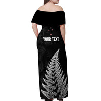 Personalised New Zealand 2025 Archery Off Shoulder Maxi Dress Aotearoa Silver Arrows Black
