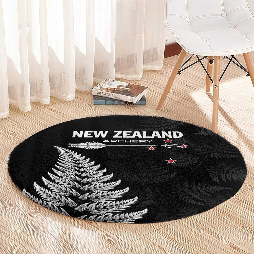 New Zealand 2025 Archery Round Carpet Aotearoa Silver Arrows Black