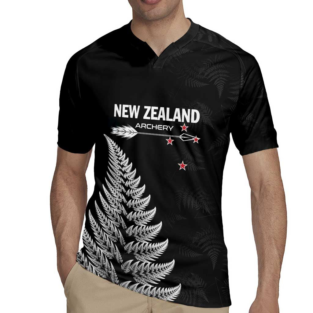 Personalised New Zealand 2025 Archery Rugby Jersey Aotearoa Silver Arrows Black