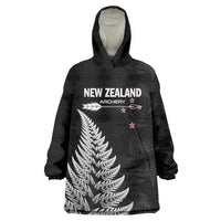 Personalised New Zealand 2025 Archery Wearable Blanket Hoodie Aotearoa Silver Arrows Black