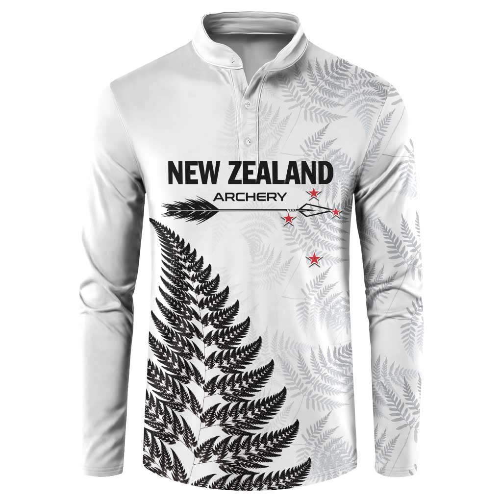 Personalised New Zealand 2025 Archery Button Sweatshirt Aotearoa Silver Arrows White