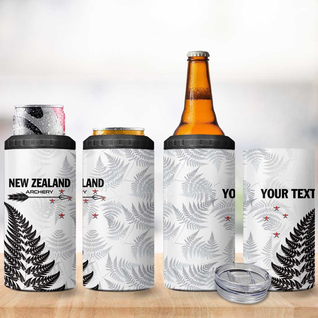 Personalised New Zealand 2025 Archery 4 in 1 Can Cooler Tumbler Aotearoa Silver Arrows White