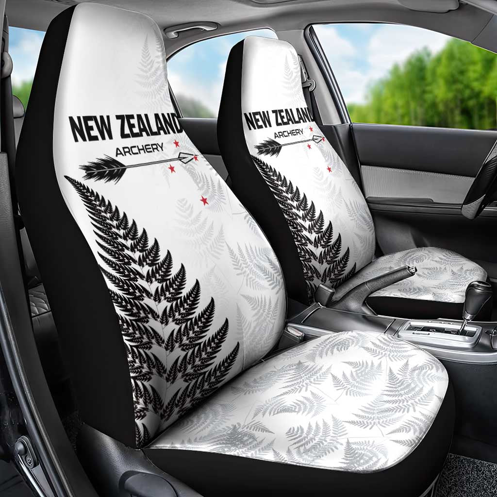 New Zealand 2025 Archery Car Seat Cover Aotearoa Silver Arrows White