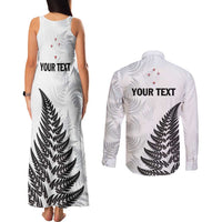 Personalised New Zealand 2025 Archery Couples Matching Tank Maxi Dress and Long Sleeve Button Shirt Aotearoa Silver Arrows White