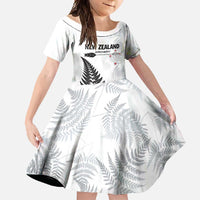 Personalised New Zealand 2025 Archery Family Matching Long Sleeve Bodycon Dress and Hawaiian Shirt Aotearoa Silver Arrows White LT01 Daughter's Dress White - Polynesian Pride