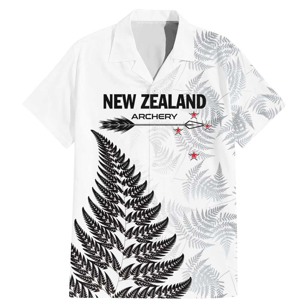 Personalised New Zealand 2025 Archery Family Matching Mermaid Dress and Hawaiian Shirt Aotearoa Silver Arrows White LT01 Dad's Shirt - Short Sleeve White - Polynesian Pride