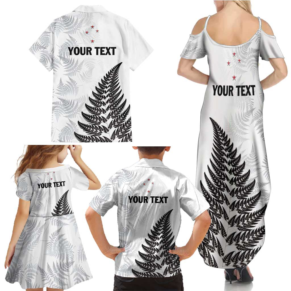 Personalised New Zealand 2025 Archery Family Matching Summer Maxi Dress and Hawaiian Shirt Aotearoa Silver Arrows White LT01 - Polynesian Pride