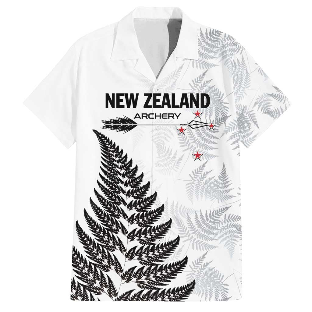 Personalised New Zealand 2025 Archery Family Matching Summer Maxi Dress and Hawaiian Shirt Aotearoa Silver Arrows White LT01 Dad's Shirt - Short Sleeve White - Polynesian Pride