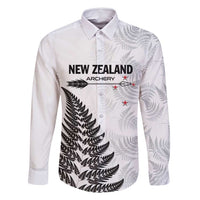 Personalised New Zealand 2025 Archery Family Matching Summer Maxi Dress and Hawaiian Shirt Aotearoa Silver Arrows White LT01 Dad's Shirt - Long Sleeve White - Polynesian Pride