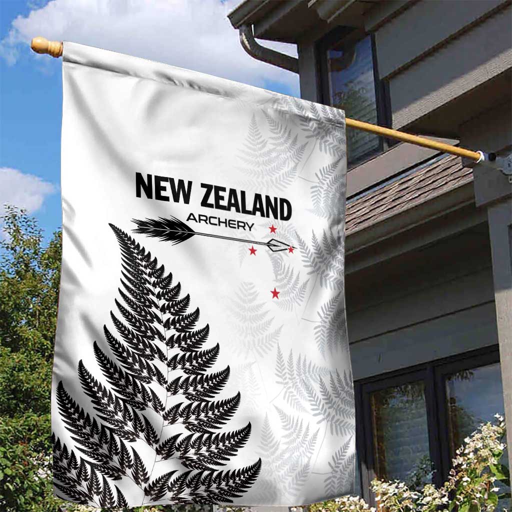 New Zealand 2025 Archery Garden Flag Aotearoa Silver Arrows White