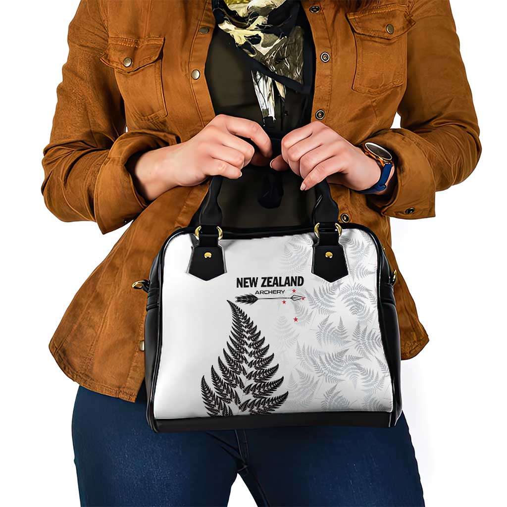 New Zealand 2025 Archery Shoulder Handbag Aotearoa Silver Arrows White