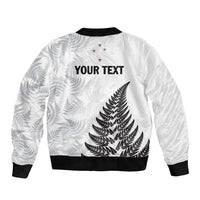Personalised New Zealand 2025 Archery Sleeve Zip Bomber Jacket Aotearoa Silver Arrows White LT01 - Polynesian Pride