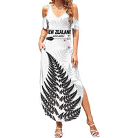 Personalised New Zealand 2025 Archery Summer Maxi Dress Aotearoa Silver Arrows White