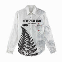 Personalised New Zealand 2025 Archery Women Casual Shirt Aotearoa Silver Arrows White