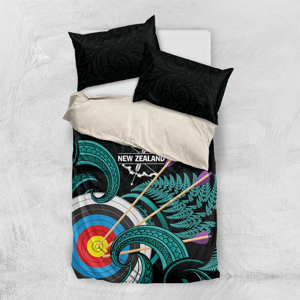 New Zealand Archery Bedding Set Turquoise Maori Silver Fern