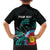 Personalised New Zealand Archery Family Matching Puletasi and Hawaiian Shirt Turquoise Maori Silver Fern