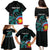 Personalised New Zealand Archery Family Matching Puletasi and Hawaiian Shirt Turquoise Maori Silver Fern
