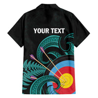 Personalised New Zealand Archery Family Matching Puletasi and Hawaiian Shirt Turquoise Maori Silver Fern LT01 - Polynesian Pride