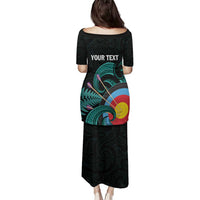 Personalised New Zealand Archery Family Matching Puletasi and Hawaiian Shirt Turquoise Maori Silver Fern LT01 - Polynesian Pride